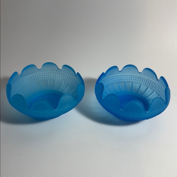 Indiana Glass Other - Vintage Satin Ice Blue Diamond Point Berry Bowls